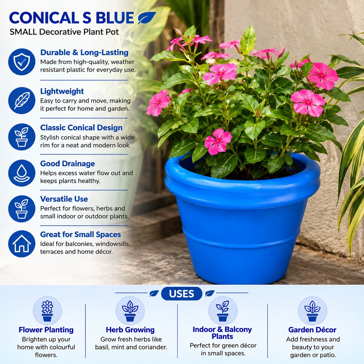 Conical S Blue Planter