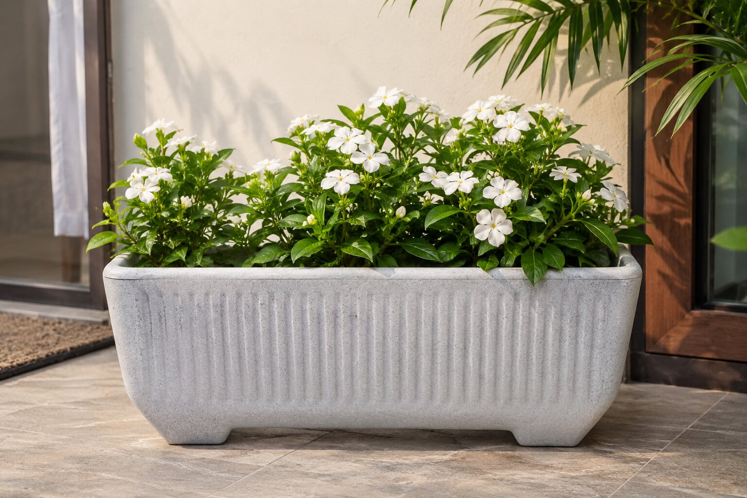 Twist XL Rectangular Planter – White Granite
